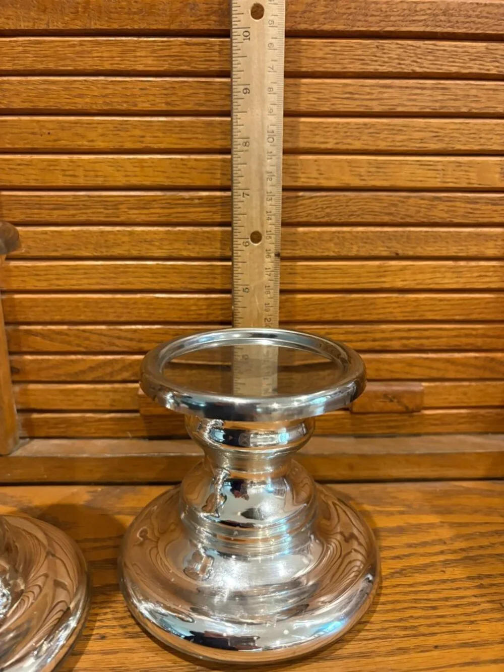 IKEA pair of Polished Silver Metal Candle Holders, 6.5